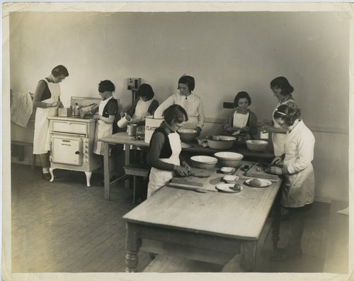 Girls cookery class - class, evacuated